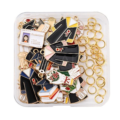 24Pcs 12 Styles Graduation Season Alloy Enamel Pendants ENAM-FP0001-79-1
