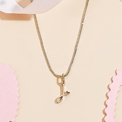 1pc Brass Chain & 304 Stainless Steel Letter Pendant Necklaces NJEW-LP0001-40J-G-1