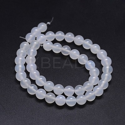 Grade A Natural White Agate Round Beads Strands G-F256-01-6mm-A-1