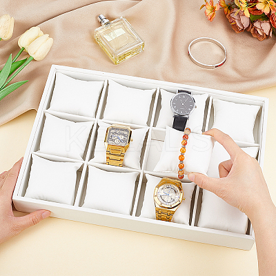 12-Slot MDF Covered with PU Leather Watch Organizer Trays AJEW-WH0348-718A-1
