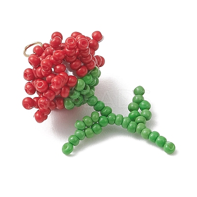 Glass Seed Beaded Flower Pendans PALLOY-MZ01224-03-1