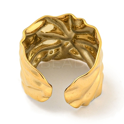 Ion Plating(IP) 304 Stainless Steel Hammered Open Cuff Ring RJEW-A043-09G-1