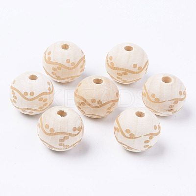 Unfinished Natural Wood European Beads LS-WOOD-S057-018B-1