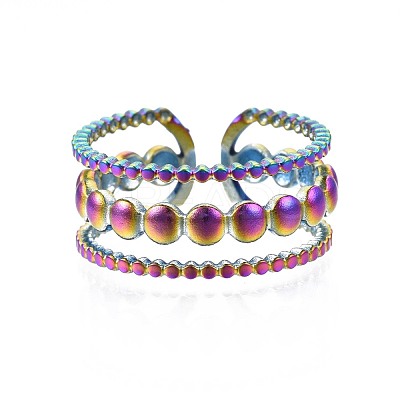 304 Stainless Steel Hollow Cuff Ring RJEW-N038-081-1
