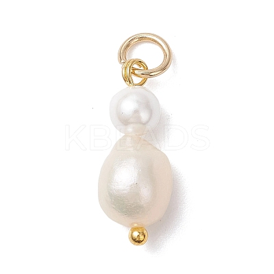 Natural Freshwater Pearl Potato & Shell Pearl Round Bead Pendants PALLOY-JF04714-02-1