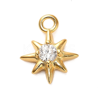 925 Sterling Silver Clear Cubic Zirconia 8-Pointed Star Charms STER-U009-06G-01-1