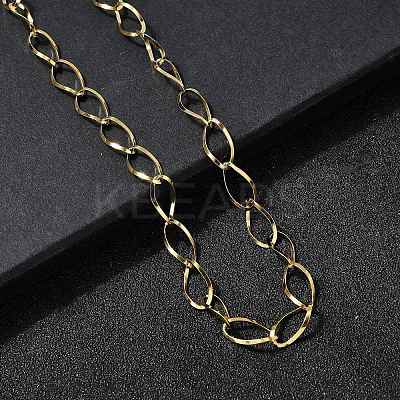304 Stainless Steel Teardrop Link Chain Necklaces for Women Men NJEW-A058-02G-1