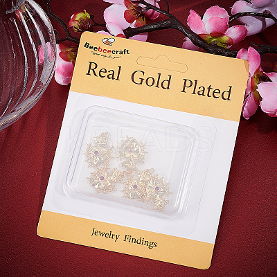 6Pcs Brass Micro Pave Cubic Zirconia Pendants ZIRC-BBC0002-20-1