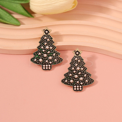 Christmas Tree  Alloy Enamel Stud Earrings FS-WG53A5C-02-1