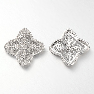 Filigree Flower Brass Micro Pave Cubic Zirconia Pendants LS-ZIRC-L034-03P-FF-1