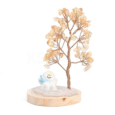 Natural Yellow Quartz Chips Tree of Life Decorations DJEW-B013-03F-1