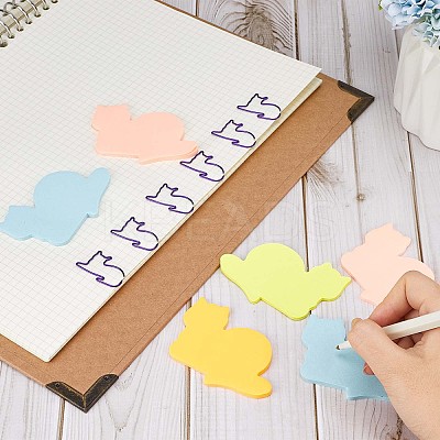 12 Books 4 Colors Lovely Lying Cat Shape Memo Notepads AJEW-GF0007-13-1