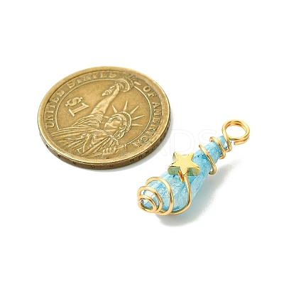 2Pcs Electroplated Natural Quartz Crystal Dyed Copper Wire Wrapped Pendants PALLOY-JF03166-01-1