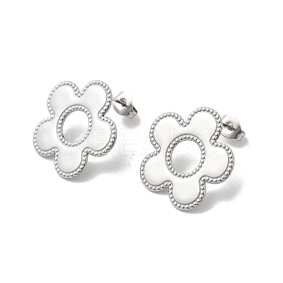 304 Stainless Steel Flower Stud Earrings EJEW-F398-02P-1