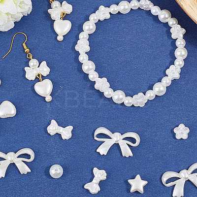 500Pcs 7 Styles ABS Plastic Imitation Pearl Beads MACR-SP0001-98-1