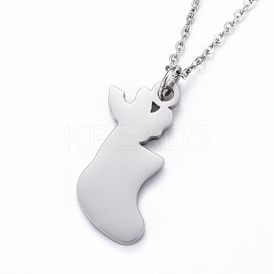 304 Stainless Steel Pendant Necklaces NJEW-Z008-01P-1