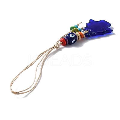 Glass Evil Eye Pendant Decorations HJEW-WH0006-53-1