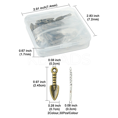 60Pcs 2 Colors Tibetan Style Alloy Pendants TIBEP-FS0001-23-1