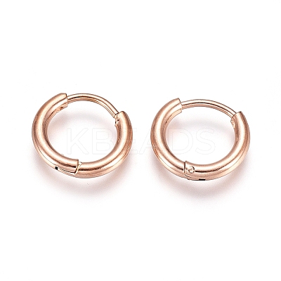304 Stainless Steel Huggie Hoop Earrings EJEW-G272-02-8mm-RG-1