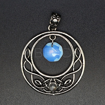 Opalite Faceted Hexagon Pendants PW-WGD21FA-08-1