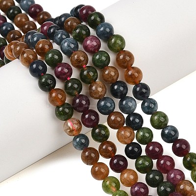 Natural Green Jade Imitation Tourmaline Beads Strands G-B046-08D-6mm-1