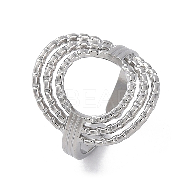 Oval 304 Stainless Steel Open Cuff Rings for Women RJEW-F174-05P-1