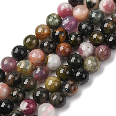 Natural Multicolor Tourmaline Beads Strands G-K402-A01-8mm-1