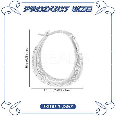 1Pair Brass Oval Hoop Earrings for Women EJEW-LP0001-36P-1
