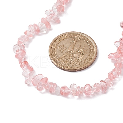 Synthetic Cherry Quartz Glass Chip Beaded Necklace NJEW-JN04616-01-1