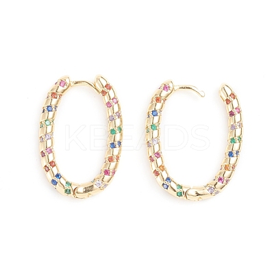 Brass Micro Pave Cubic Zirconia Huggie Hoop Earrings EJEW-G274-10G-1