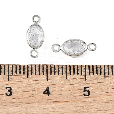 SHEGRACE Brass Pave Cubic Zirconia Oval Connector Charms XGRQ2O400-439A-P-1