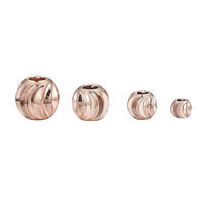 PVD Vacuum Plating Brass Corrugated Round Spacer Beads Set KK-LS0001-10C-RG-1