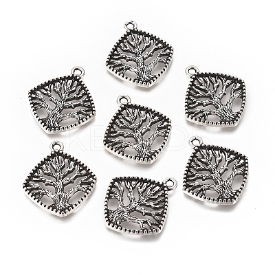 Tibetan Style Alloy Tree Pendants TIBEP-GC172-AS-NR-1