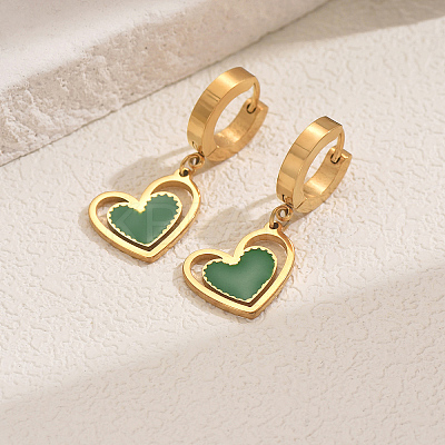 Stylish 201 Stainless Steel Heart Hoop Earrings LS-YO7726-3-1