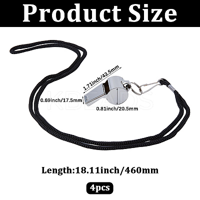 4Pcs 304 Stainless Steel Whistle Pendant Black Cord Necklaces NJEW-GF0001-25P-1