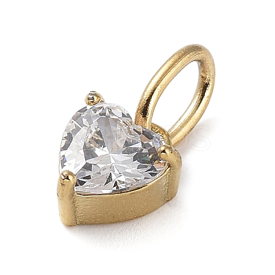 316 Stainless Steel Micro Pave Cubic Zirconia Charms ZIRC-P108-01G-D-1