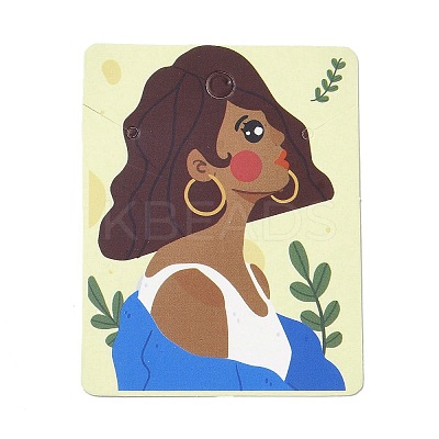 Rectangle Girl Print Paper Earring Necklace Display Card CDIS-M007-02F-1