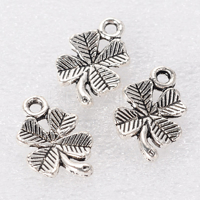 Tibetan Style Alloy Clover Charms X-TIBEP-2765-AS-RS-1