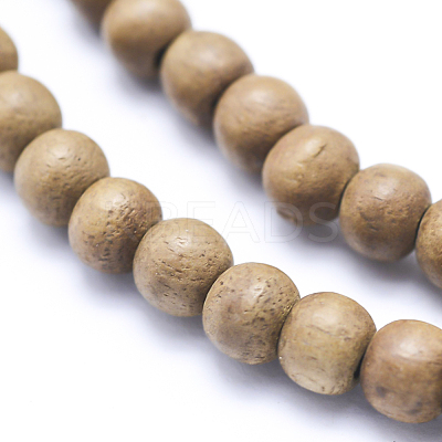 Natural Camphor Wood Beads Strands WOOD-P011-10-10mm-1