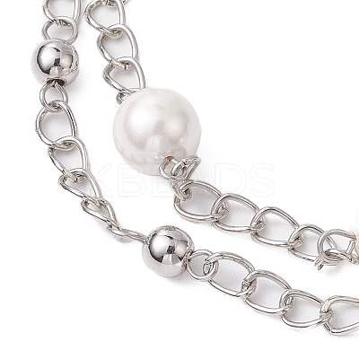 8mm Round Shell Pearl Bead Multi-Strand Bracelets BJEW-JB10315-1
