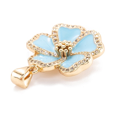 Real 18K Gold Plated Brass Micro Pave Clear Cubic Zirconia Beads Pendants ZIRC-M114-32G-D-1