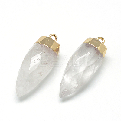 Natural Quartz Crystal Pointed Pendants G-Q496-02-1