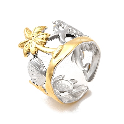 304 Stainless Steel Cuff Rings for Women LS-RJEW-F193-01GP-1