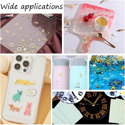 8Pcs 2 Styles Brass Self-Adhesive Picture Stickers STIC-OC0001-02-1