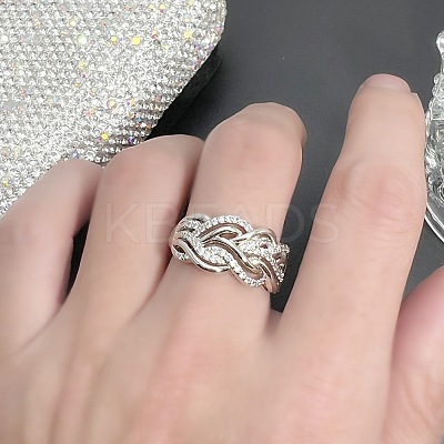Brass Micro Pave Cubic Zirconia Finger Rings FS-WG45EDE-02-1