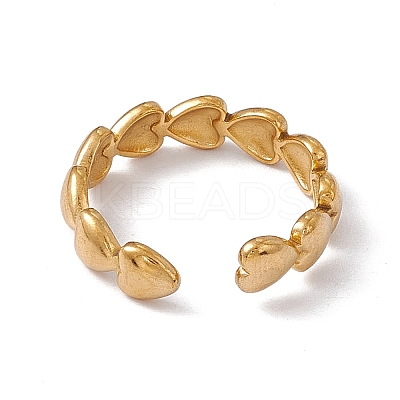 Ion Plating(IP) 304 Stainless Steel Heart Wrap Open Cuff Ring for Women RJEW-C045-18G-1