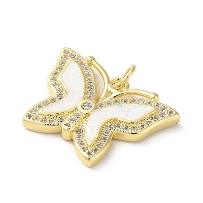 Brass Micro Pave Clear Cubic Zirconia Pendants KK-C045-03A-G-1