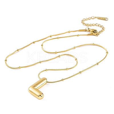 Ion Plating(IP) Initial Letter 304 Stainless Steel Pendant Necklace NJEW-R265-05G-L-1