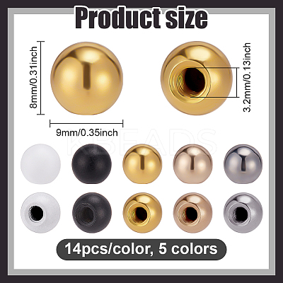 70Pcs 5 Colors Iron Round Nut FIND-BC0014-55-1