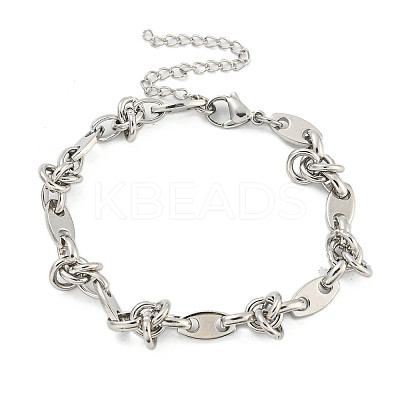 Non-Tarnish 304 Stainless Steel Oval Link Chains Bracelets for Men & Women BJEW-D042-19P-1